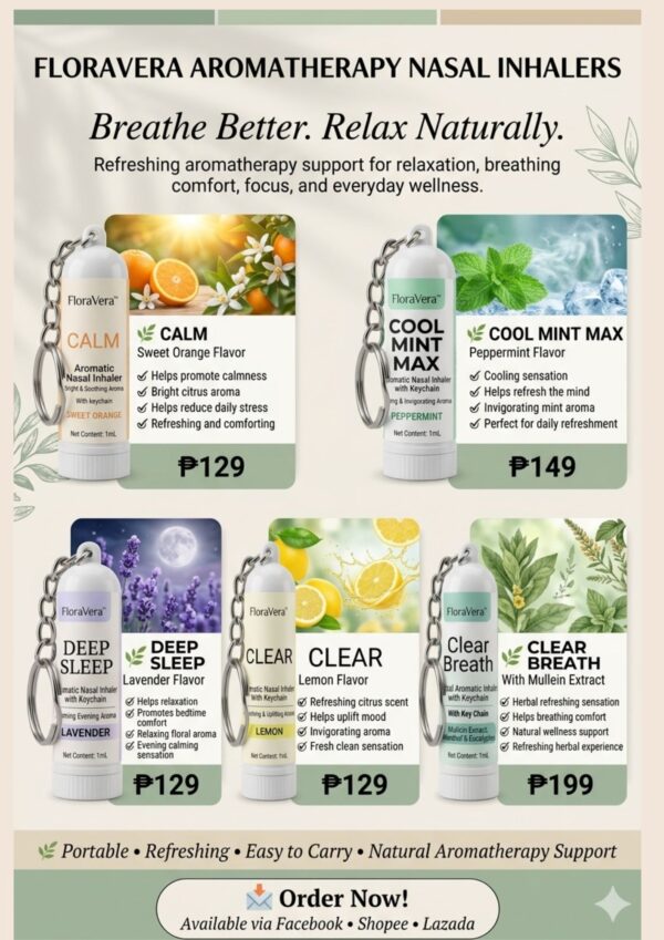 24 FloraVera™ CLEAR Lemon Aromatic Nasal Inhaler